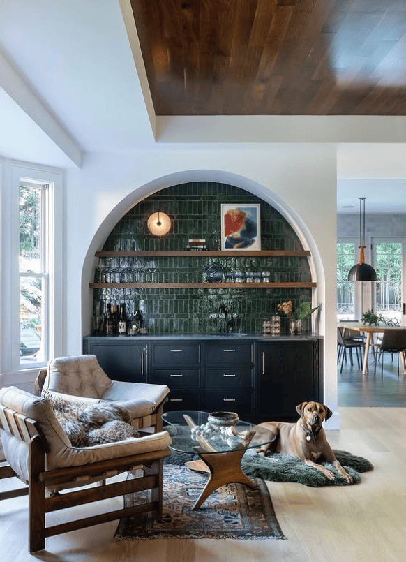 Trendy Arched Home Bar