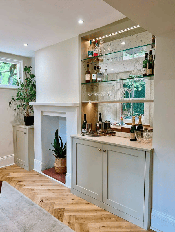 Elegant Built-In Mini Bar with Timeless Charm