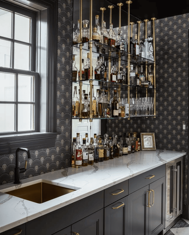 Glamorous Mini Bar with Gold Accents