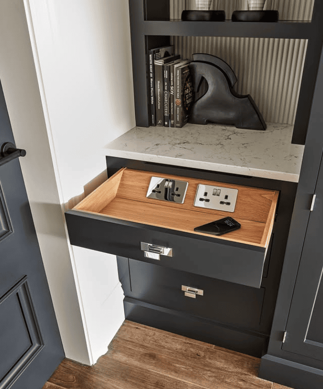 Hidden charging drawer