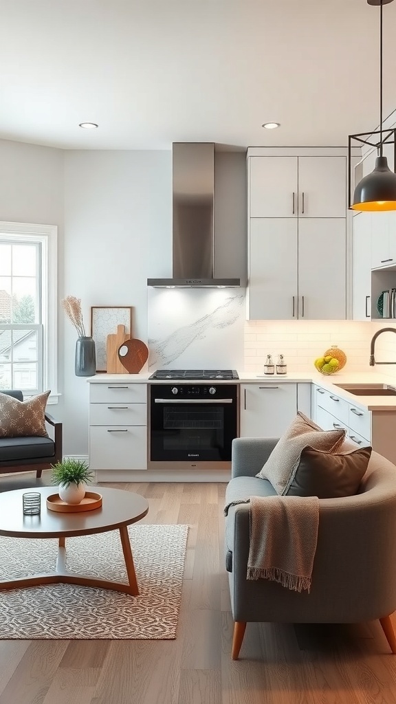 A modern kitchen equipped with smart appliances and a refined design.