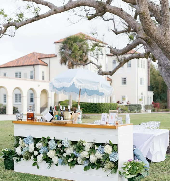 Elegant Outdoor Bar with Floral Front Panel