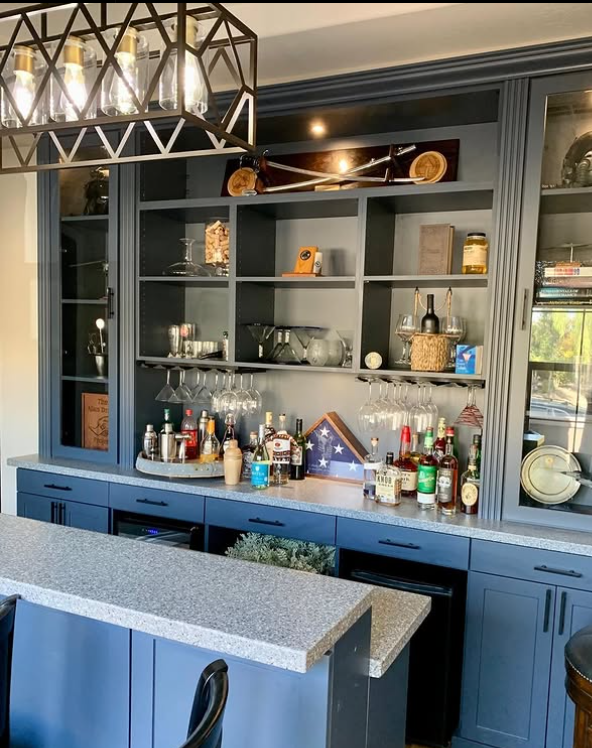 Sleek Built-In Bar with Open Shelving