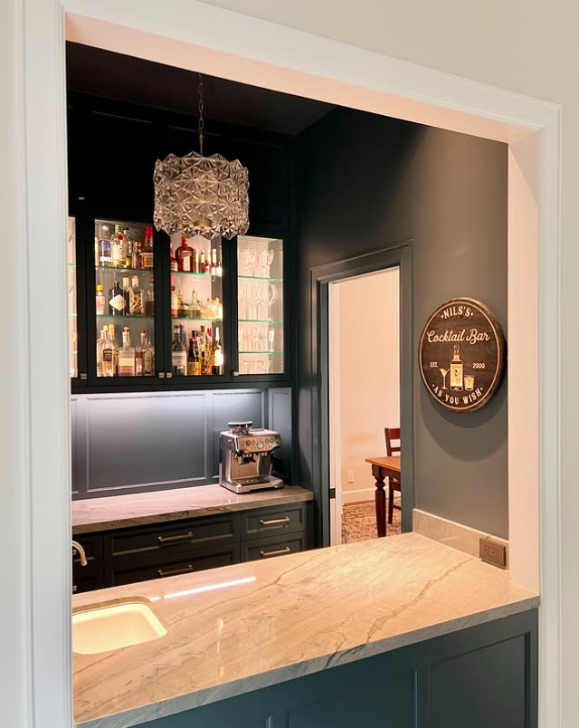 Stylish Corner Bar with Illuminated Glass Display