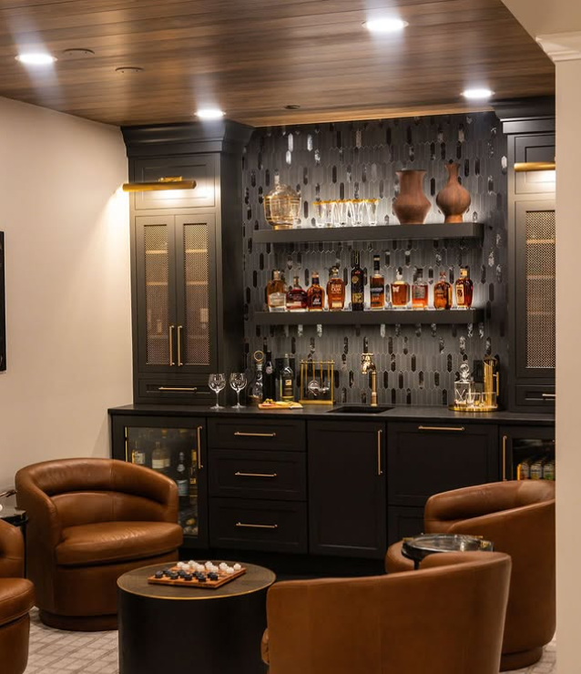 Stylish Black & Gold Home Bar