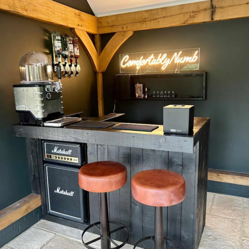 Rustic Rock-Inspired Home Bar