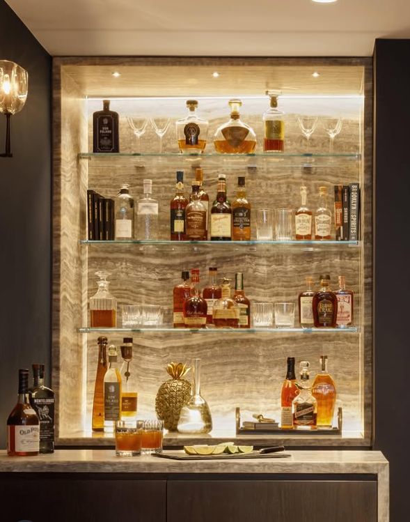 Upscale Backlit Home Bar