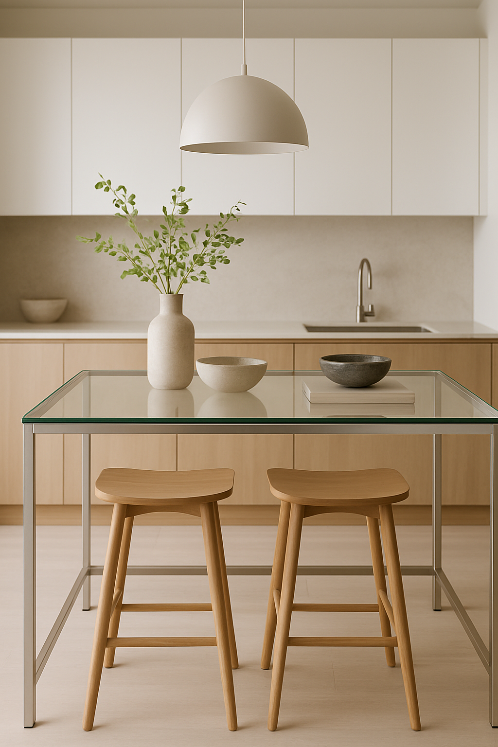 Glass-Top Kitchen Island
