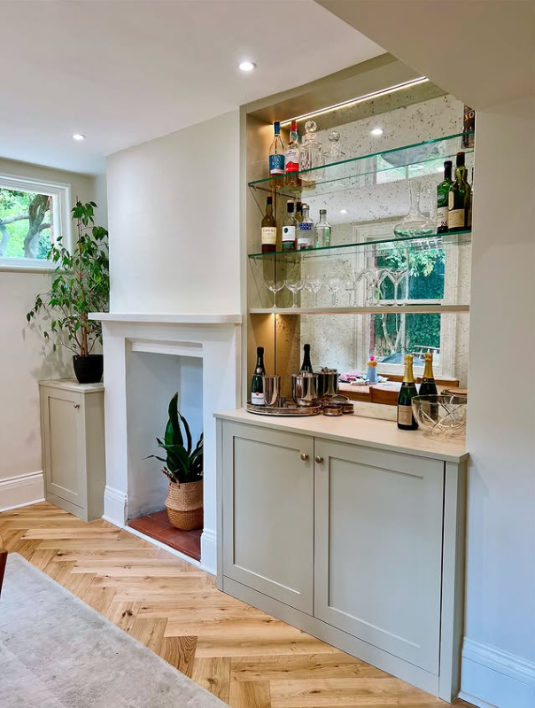 Elegant Built-In Mini Bar with Timeless Charm