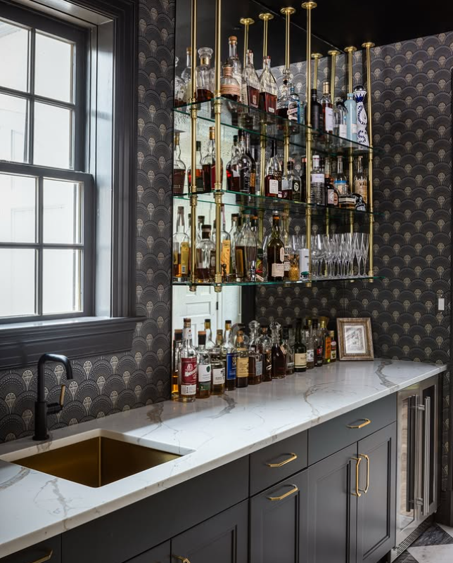 Glamorous Mini Bar with Gold Accents