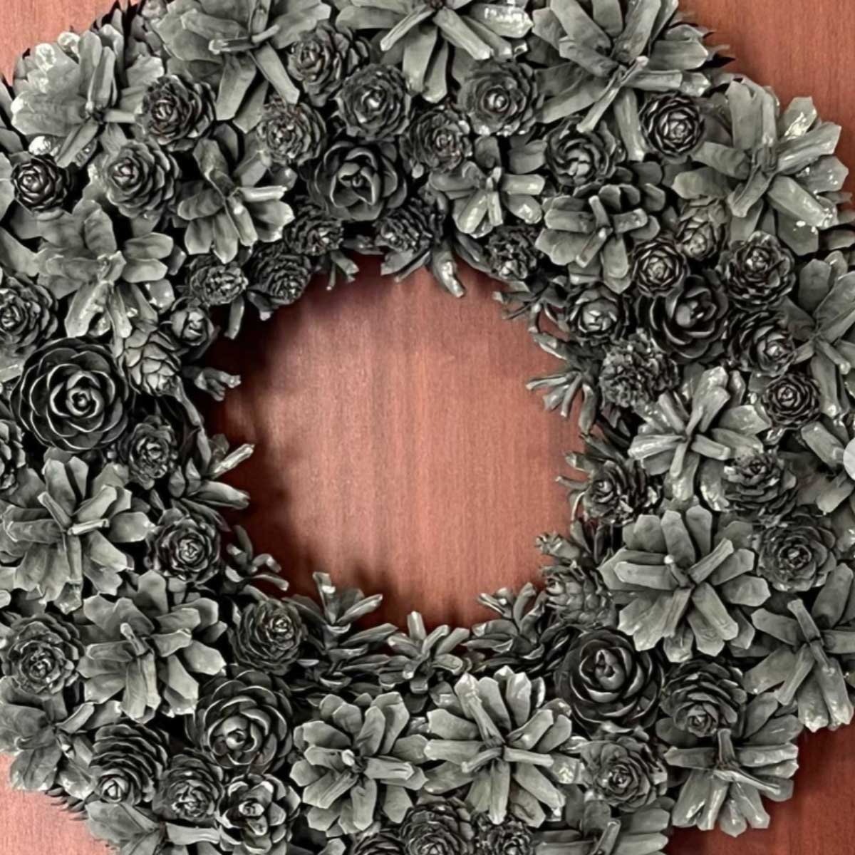 Grey natural wreath concept for seasonal decor