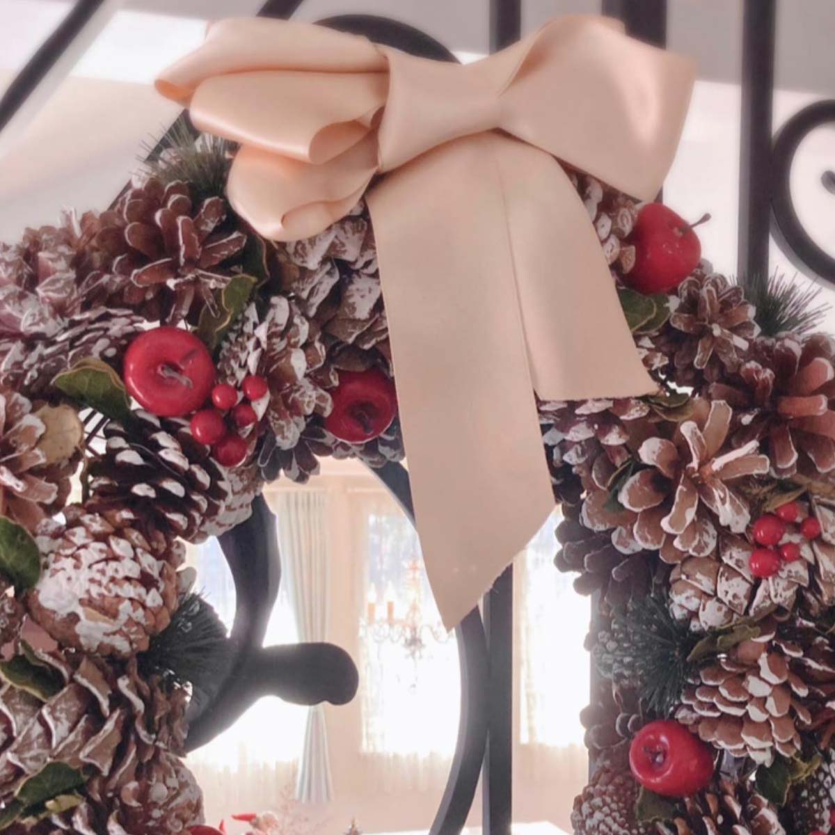 Christmas Wreath featuring cherries and pinecones