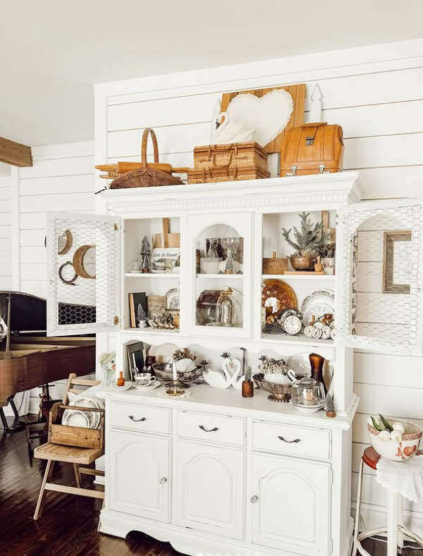 Delightful Winter Hutch Styling