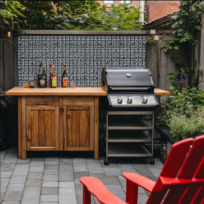 Stylish Outdoor Grill Area with Rustic Flair