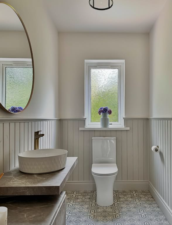Chic Rental Bathroom with Peel-and-Stick Tiles