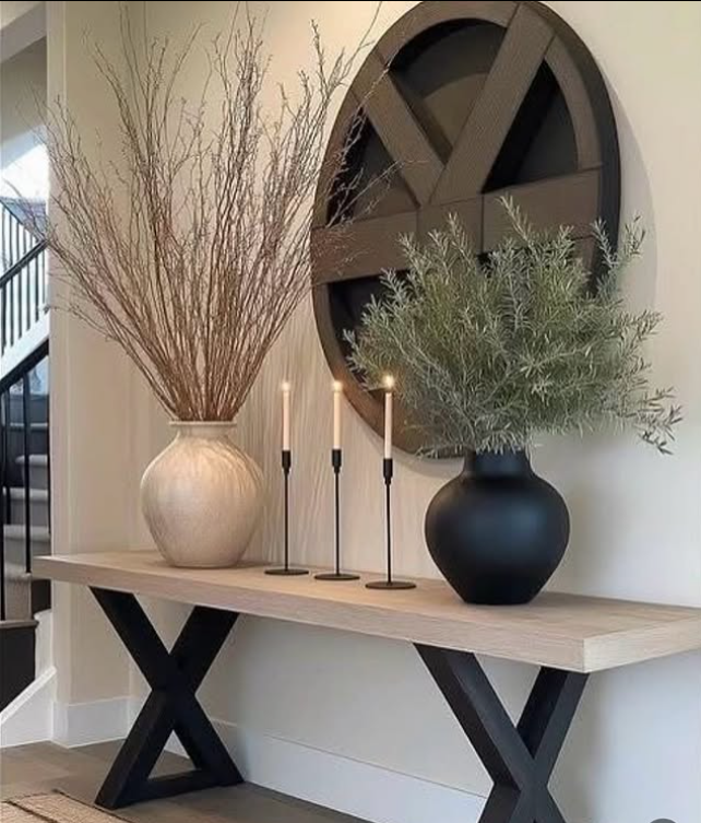 Modern Entryway Table Styling with Removable Decor Accents