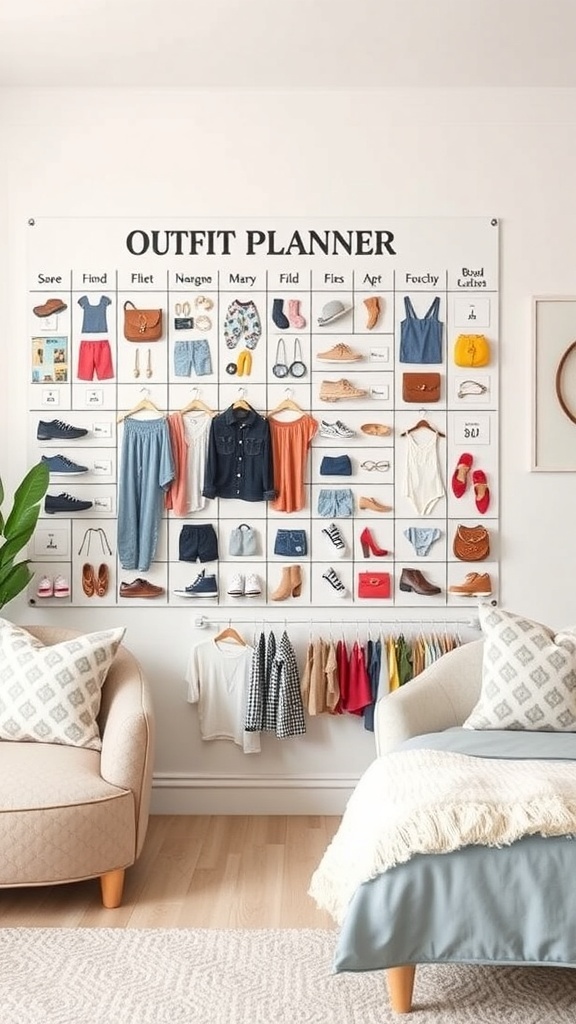 Visual outfit planner displaying various clothing items for kids